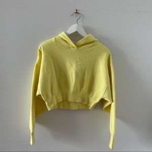 Zara Yellow Sweater Cropped Hoodie
